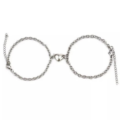 PULSERA MAGNÉTICA DE 2 PIEZAS PARA PAREJA CON DIJE DE CORAZON