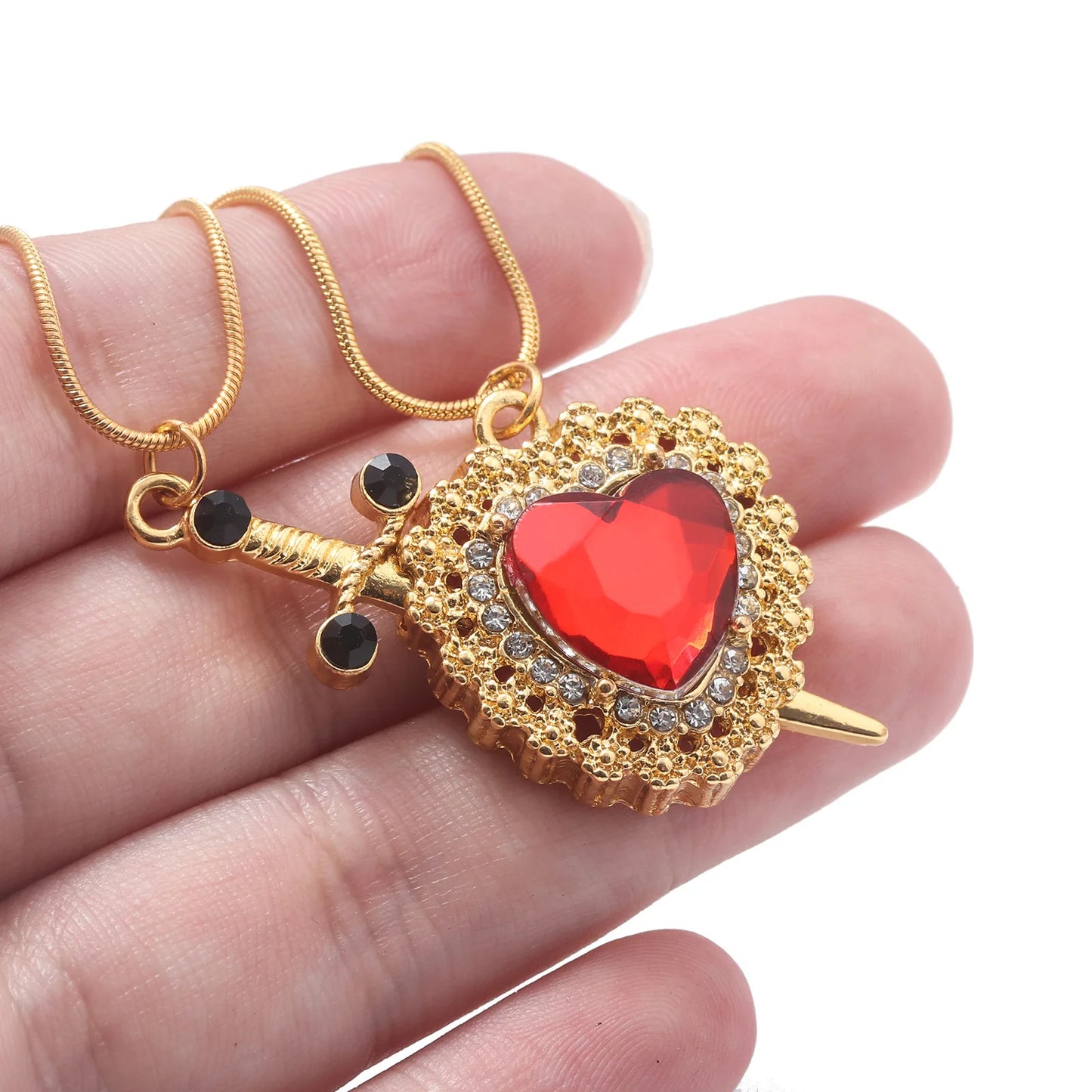 Nuevas Cadenas Pareja Corazón con Espada / Daga