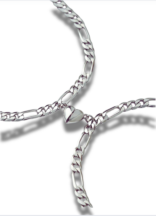 PULSERA MAGNÉTICA DE 2 PIEZAS PARA PAREJA CON DIJE DE CORAZON