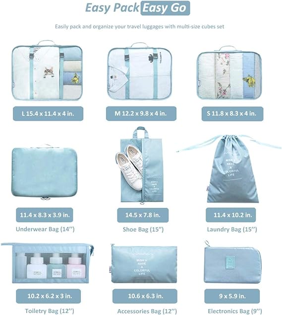 NUEVO KIT DE BOLSAS PARA VIAJE X 7 PIEZAS
